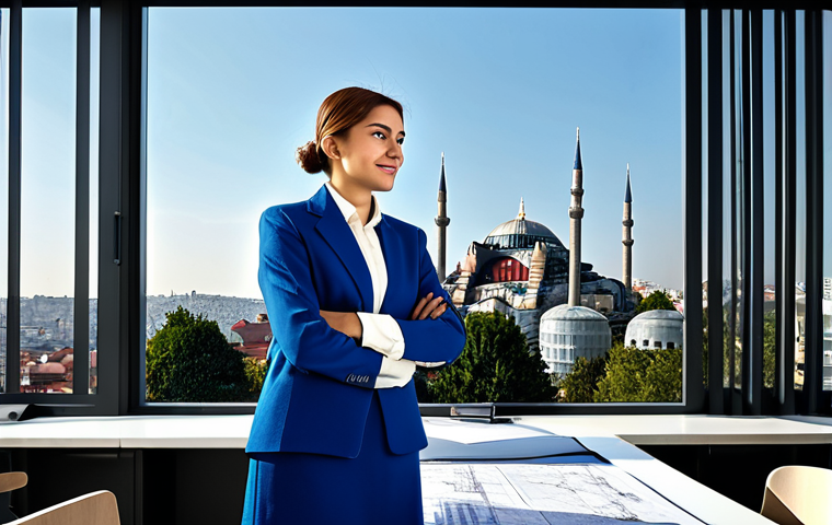 **

A professional female architect, fully clothed in a modest and stylish outfit suitable for a business meeting, is presenting blueprints in a modern office overlooking Istanbul. The Hagia Sophia and Blue Mosque are visible in the background. Appropriate attire, safe for work, perfect anatomy, natural proportions, professional photography, high quality. Family-friendly and appropriate content.

**